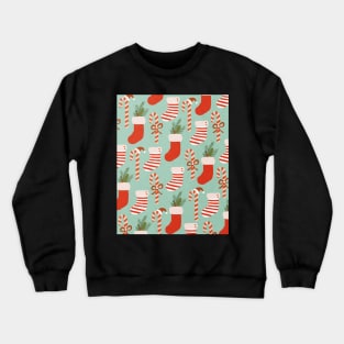 Christmas cane candy and socks pattern, Holiday pattern Crewneck Sweatshirt